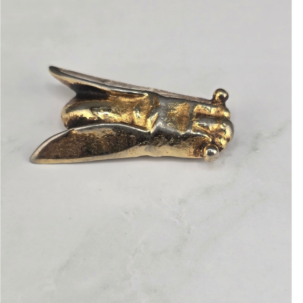 Vintage Alva Museum Replicas Brooch Gold Silver Cicada Fly Pin 1.5in